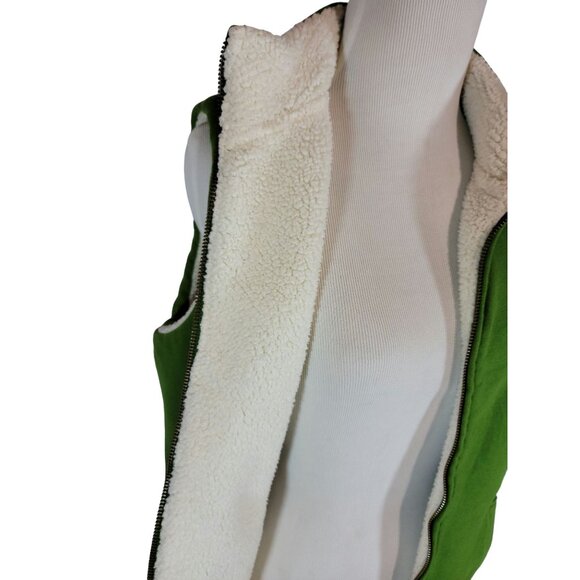 Old Navy Large Fleece Lined Zippered Vest Pockets Green Elastic Bottom Hem COMFY - Picture 6 of 11